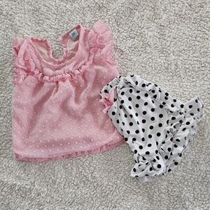 Pink and White Polka Dot Kids Matching Set